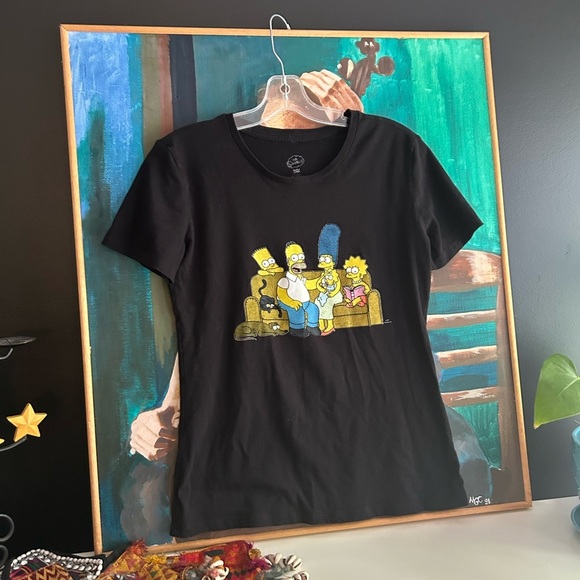The Simpsons Black Cartoon Family Graphic Tee Small - Picture 5 of 14